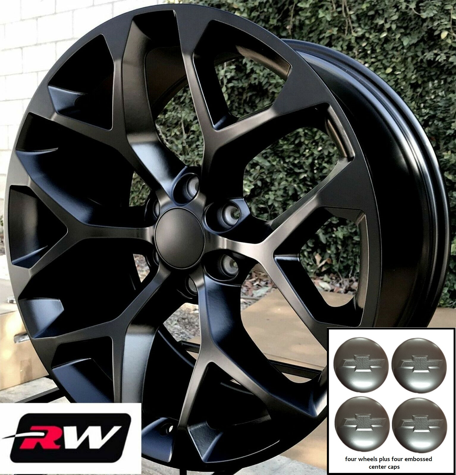 20 inch Chevy Silverado 1500 OE Replica Snowflake Wheels Satin Black Rims 20 x9