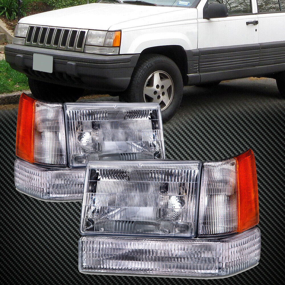 For 1993-1998 Jeep Grand Cherokee Headlights Driver And Passenger Set