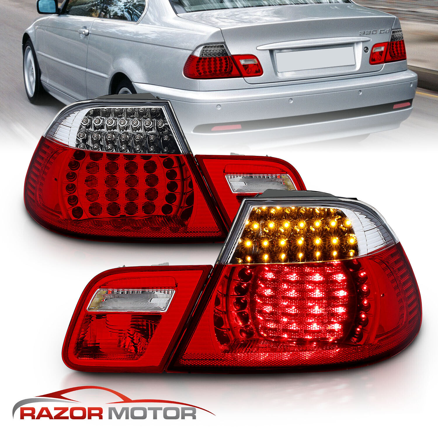 [Full LED]2000 2001 2002 2003 For BMW E46 325Ci/330Ci/M3 Coupe Red Tail Lights