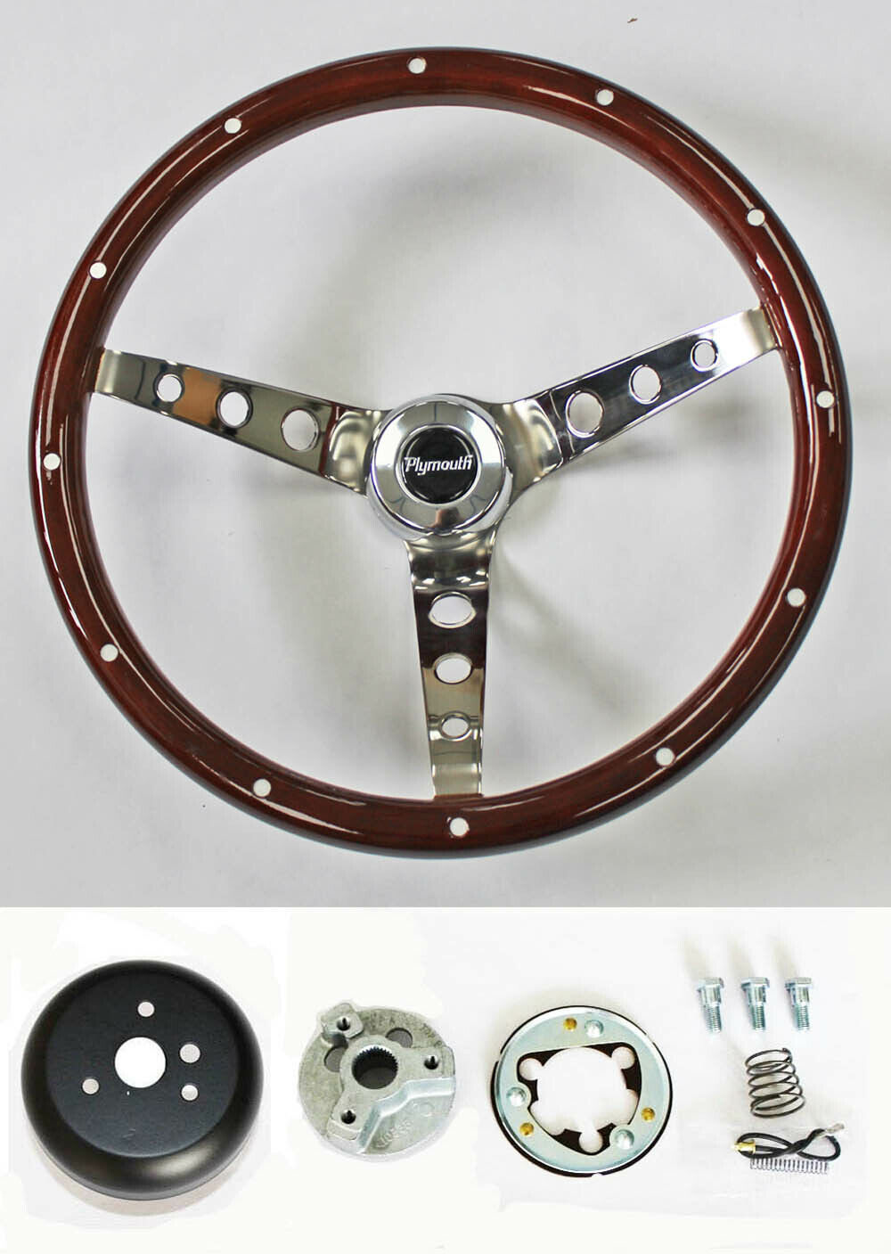 70's Fury Scamp Duster Cuda GTX RR Wood Steering wheel w/ Rivets 15