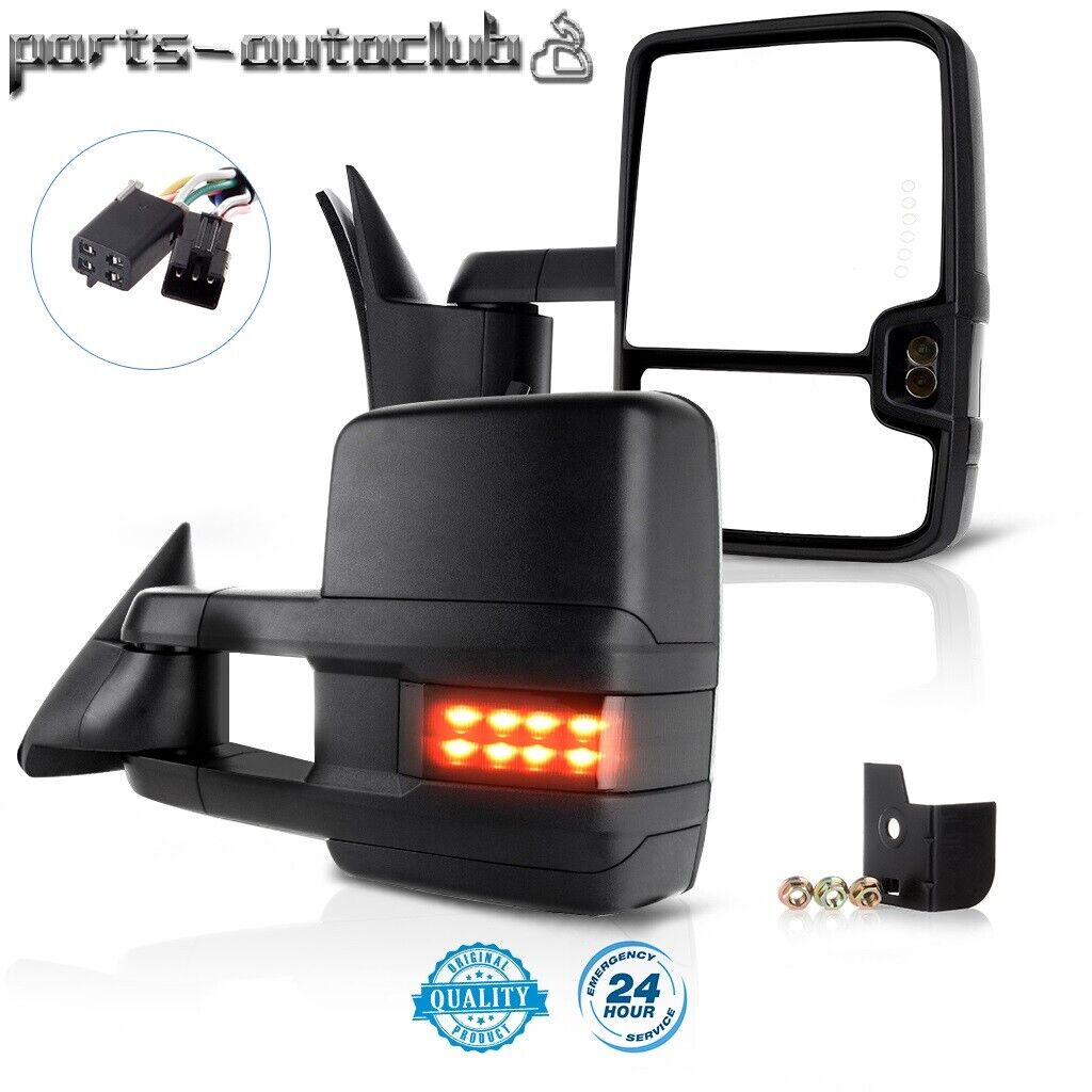 Towing Mirrors Power LED Turn Signal Light Side View For 1988-1998 C/K 1500-3500