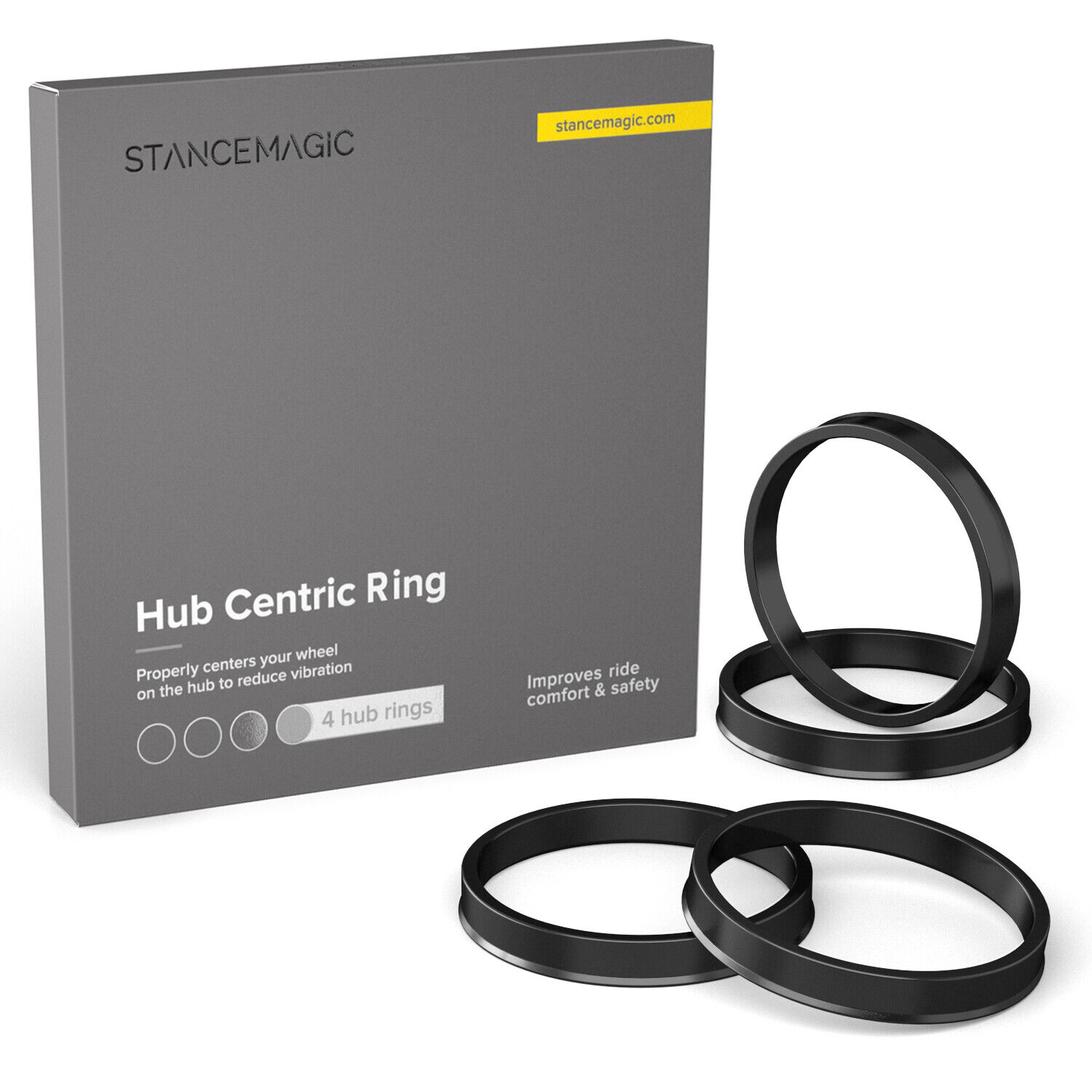 (4) Plastic Hubcentric Rings | 72.6mm / 72.56mm Hub to 74mm / 74.1mm Wheel Bore