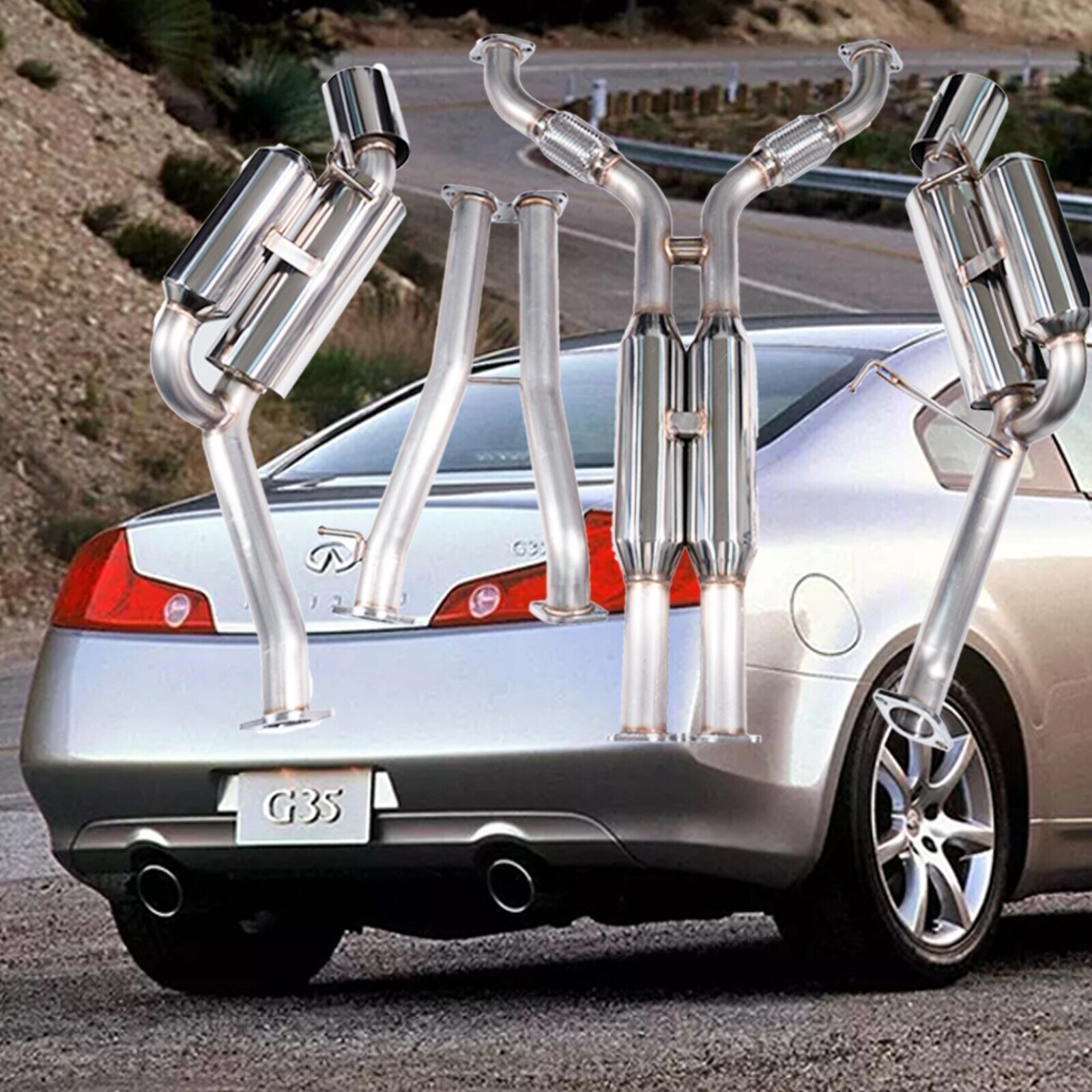 Dual Catback Exhaust For Nissan 350Z Z33 Stainless Steel