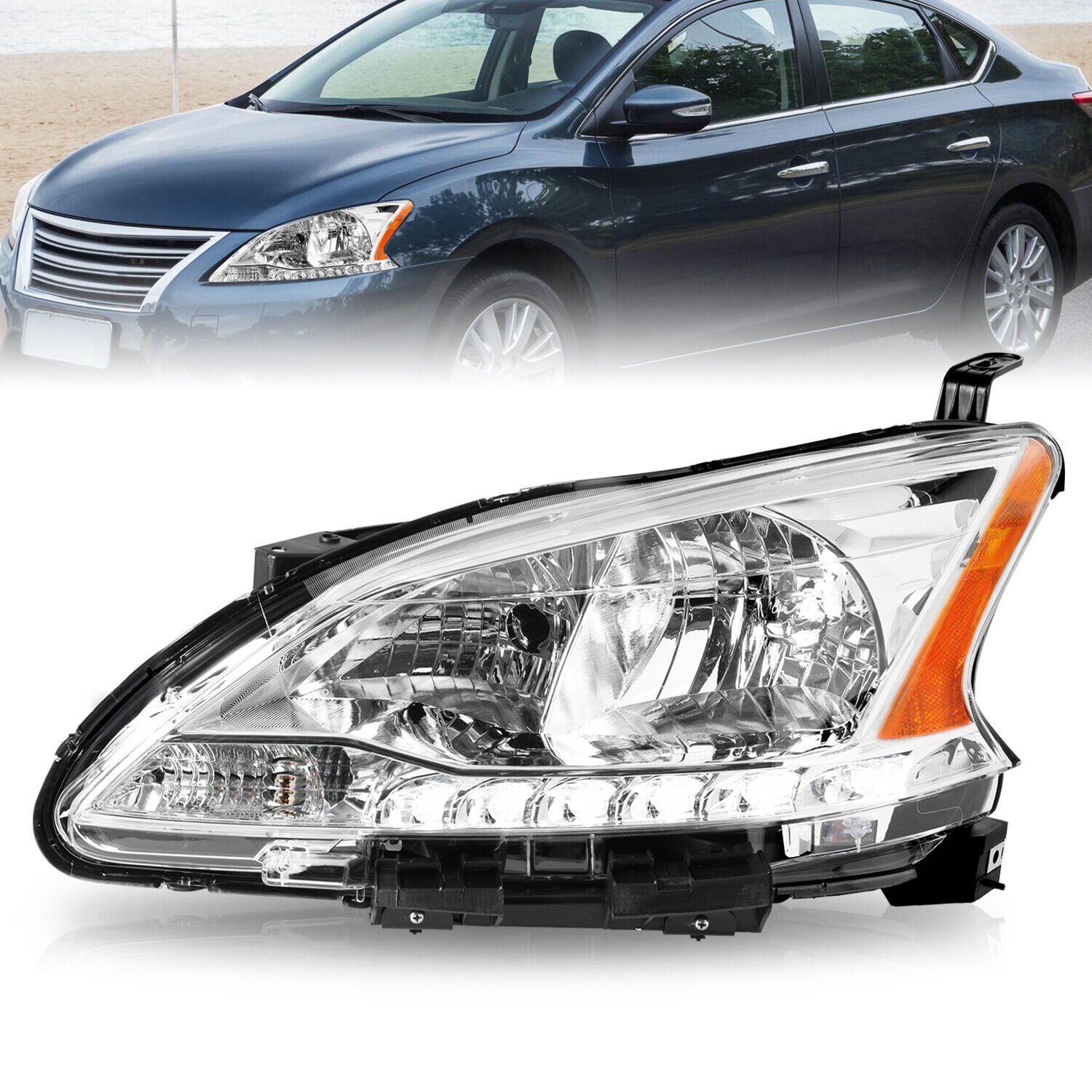 For 2013 2014 2015 Nissan Sentra [Factory Style] Left Driver Headlight Headlamp