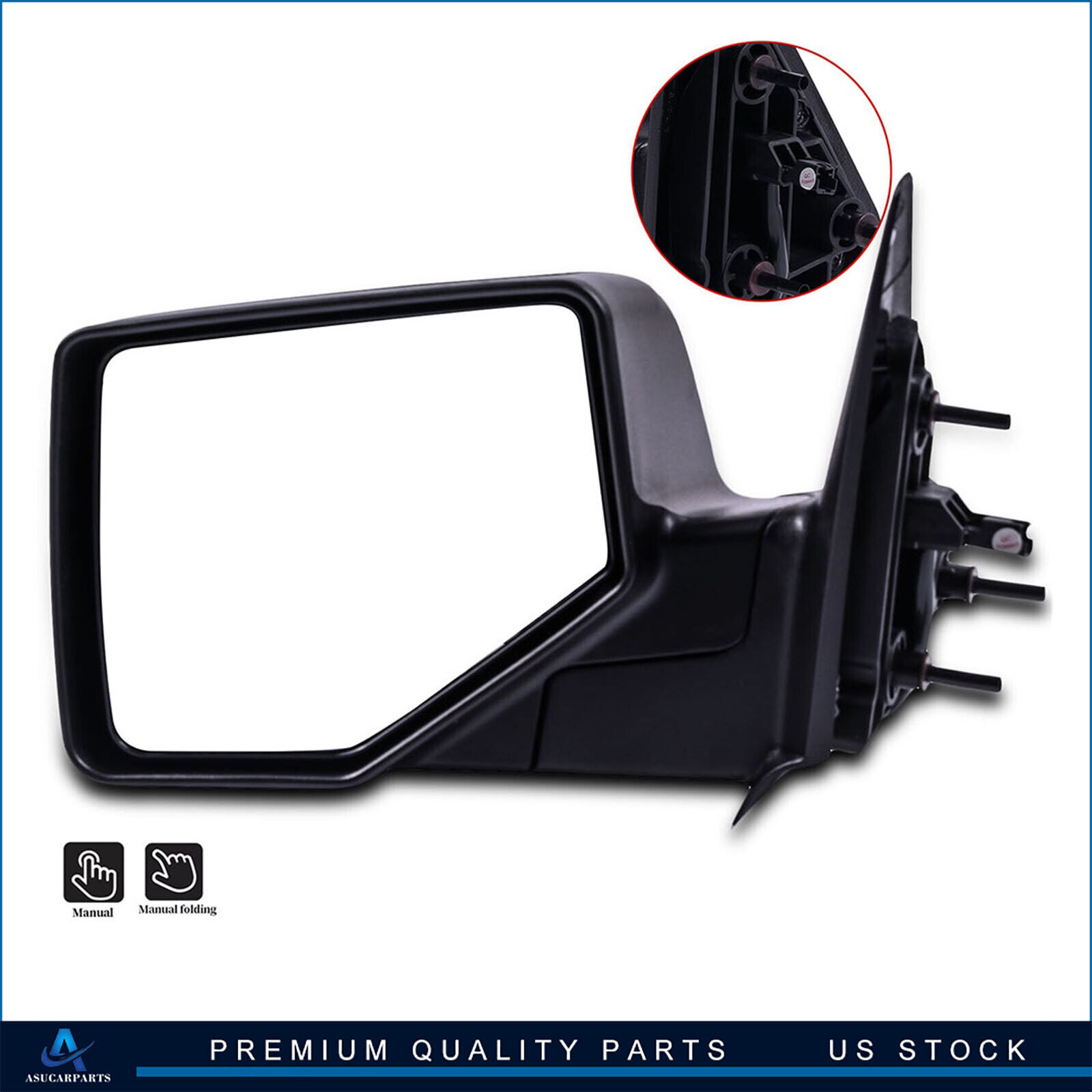 ✅Left Driver Side View Manual Textured Mirror For 06-11 Ford Ranger Pickup Truck