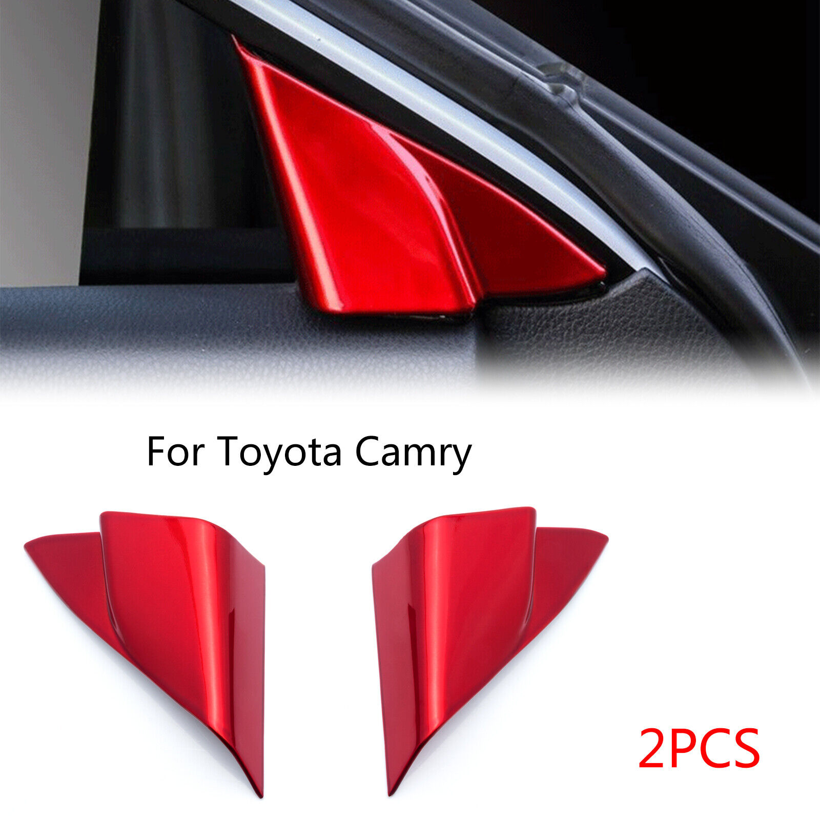 For Toyota Camry 2018 2019 2020 A-Pillar Front Door Triangle Red Cover Trims ABS