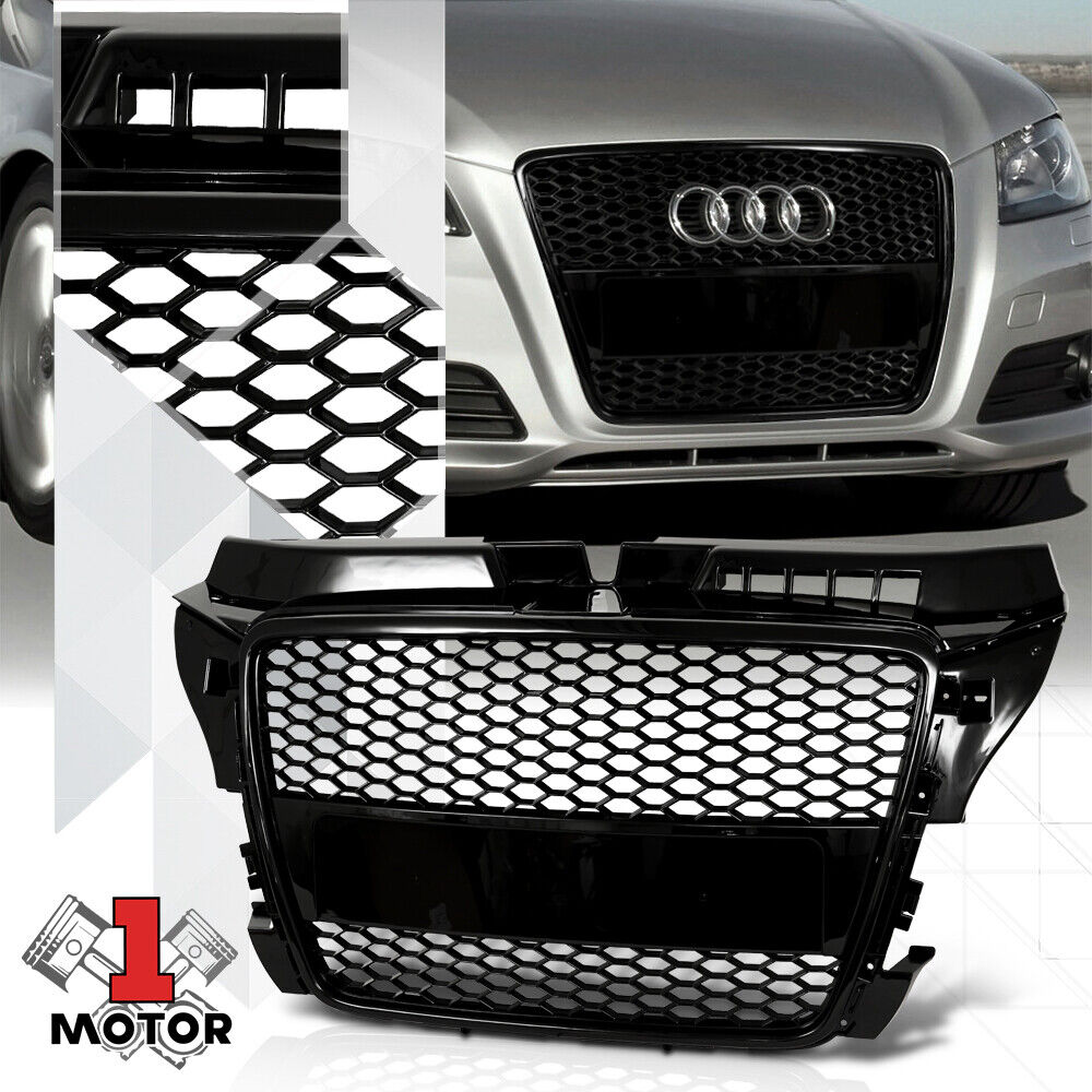 Glossy Black{HEX HONEYCOMB MESH}ABS Front Bumper Grille for 08-11 Audi A3 Typ-8