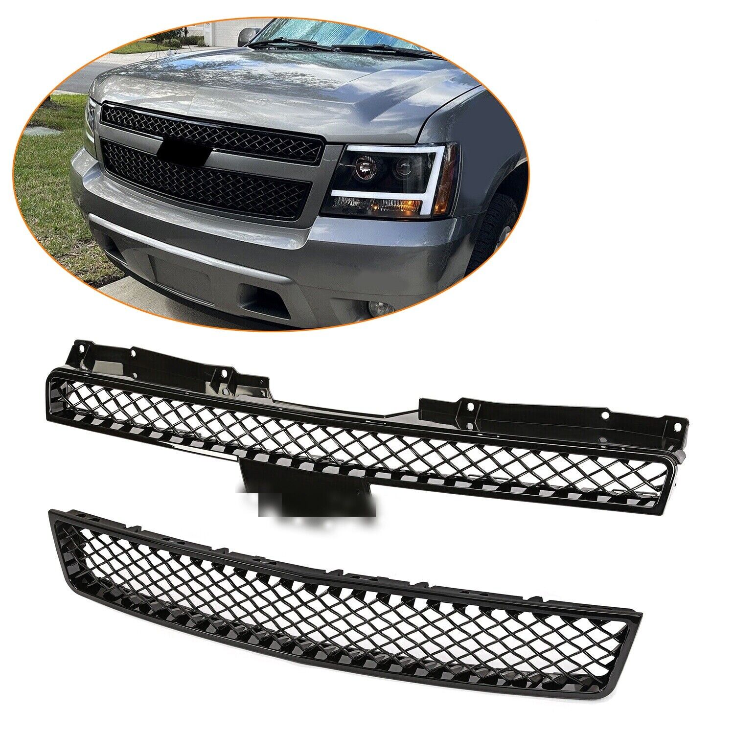 For Tahoe/Suburban/Avalanche 07-2014 Black Front Bumper Grille 22830013 15835084