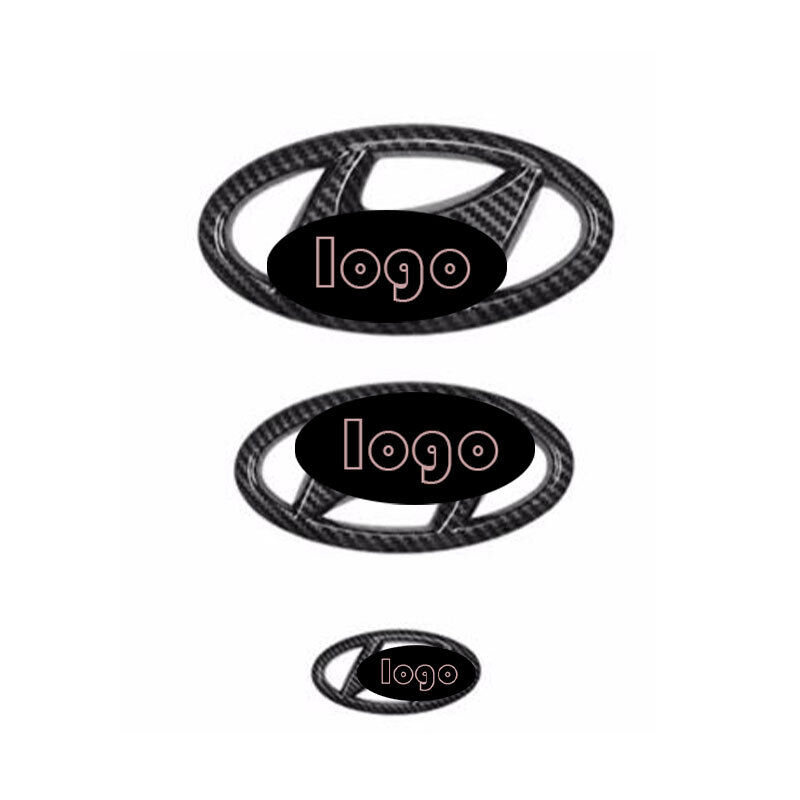For Hyundai Elantra 2021-24 Carbon Fiber Front Rear Steering Wheel LOGO Trim 3pc