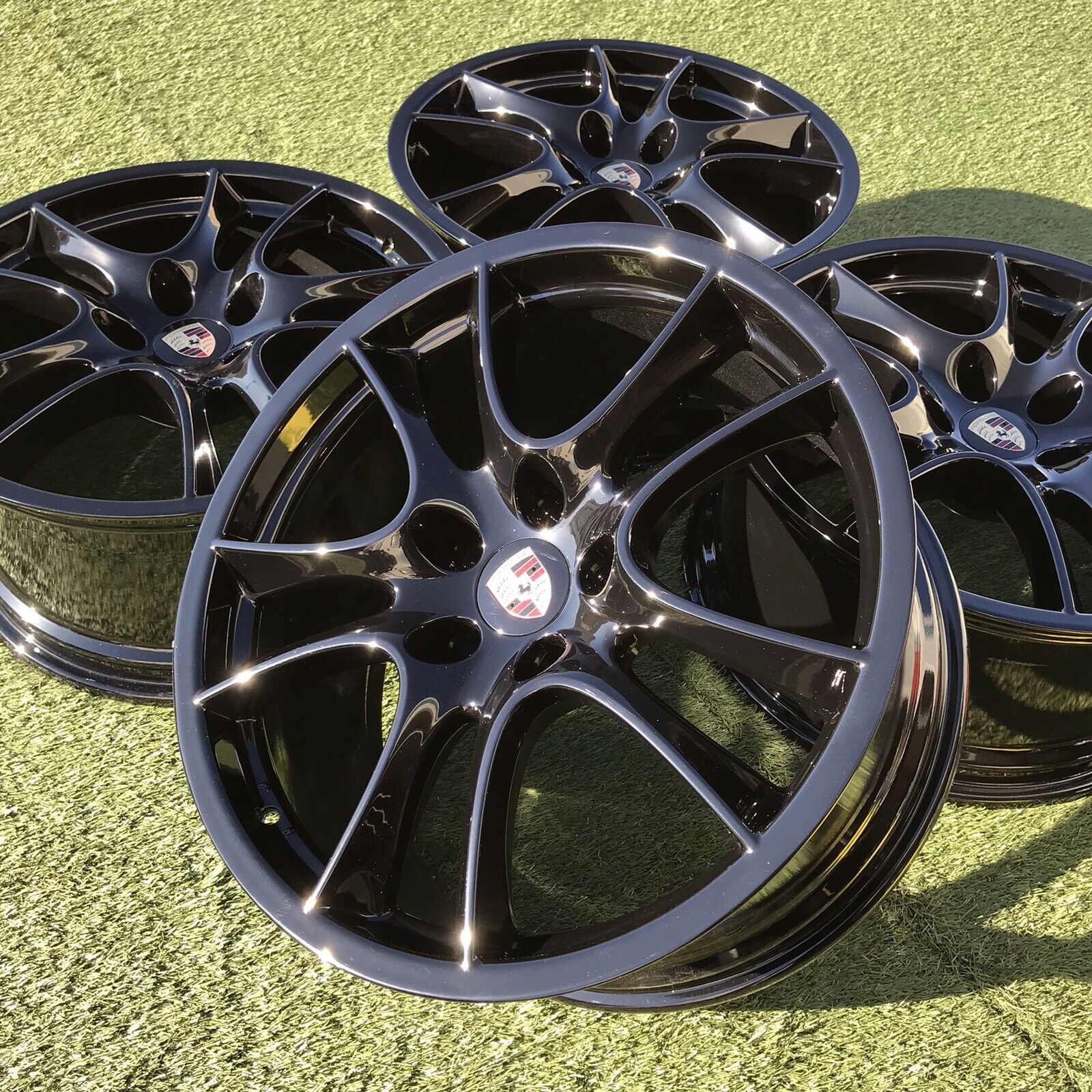 21 Porsche Cayenne Rims Wheels OEM Set 4 Gloss Black Stock GTS TURBO 