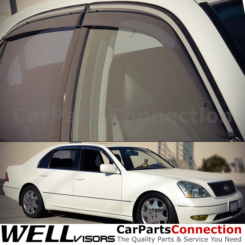WellVisors Window Visors 2001-2006 For Lexus LS430 Side Deflectors Chrome