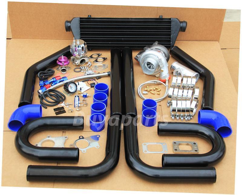 DIY 2.5' Turbo Kit,8x Black pipe+Blue coupler+Wastegate+Manifold,Downpipe Flange