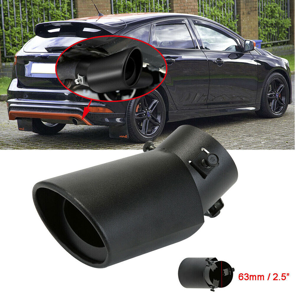 UNIVERSAL 62MM STAINLESS STEEL EXHAUST TIP PIPE BLACK TAIL MUFFLER PIPE FOR AUDI