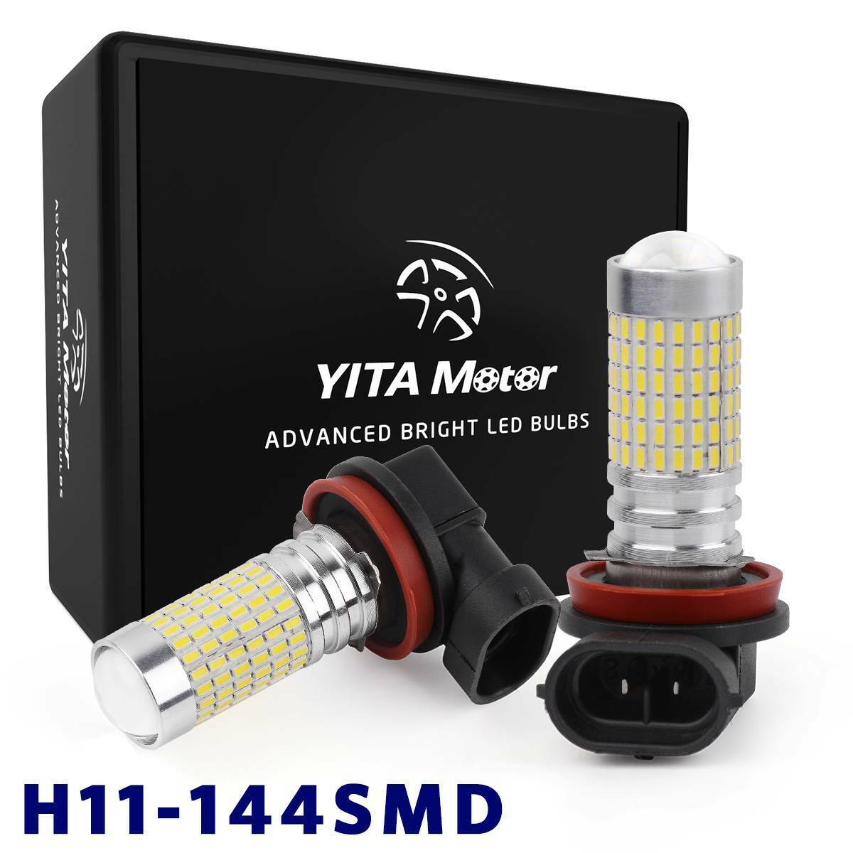 2x YITAMOTOR 6000K White LED H11 H16 Bulbs High Power 144 SMD Fog Driving Light