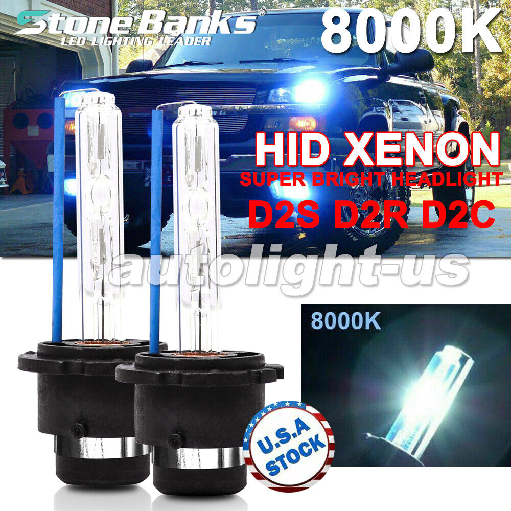 2x 8000K Ice Blue D2S D2R D2C HID Xenon Bulbs Factory Replacement Headlight Kit