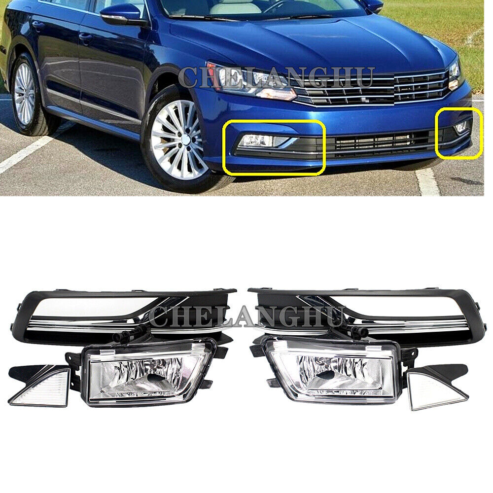 For Passat B8 NMS US Style 2016 2017 2018 2019 Fog Lamp Light+Grille Cover+Trim