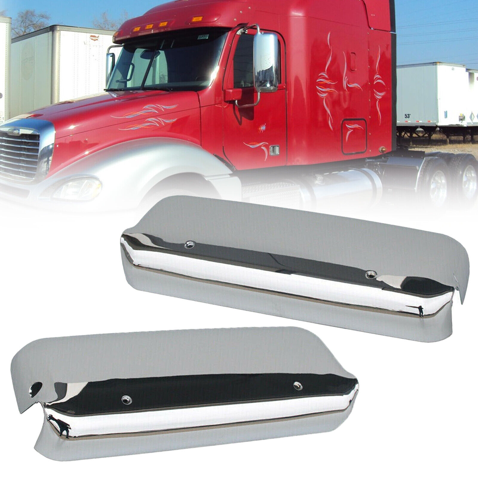Fit 2005-2015 Freightliner Columbia Century Chrome Mirror Cover W/CBR Hole Pair
