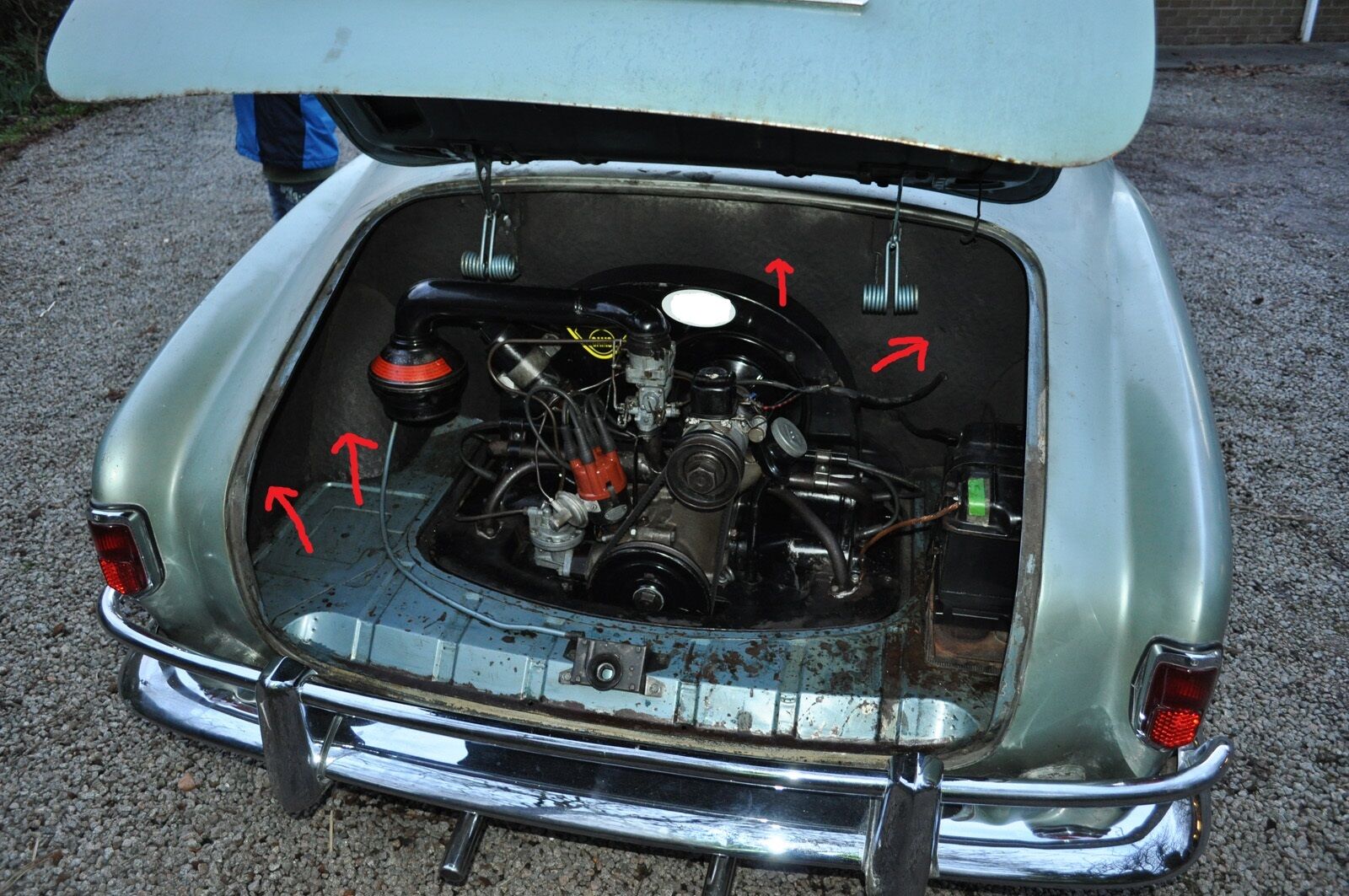 VW KARMANN GHIA, ENGINE COMP. SOUND ABSORBER,  5 PCS.---> HIGH QUALITY, 1956-74 