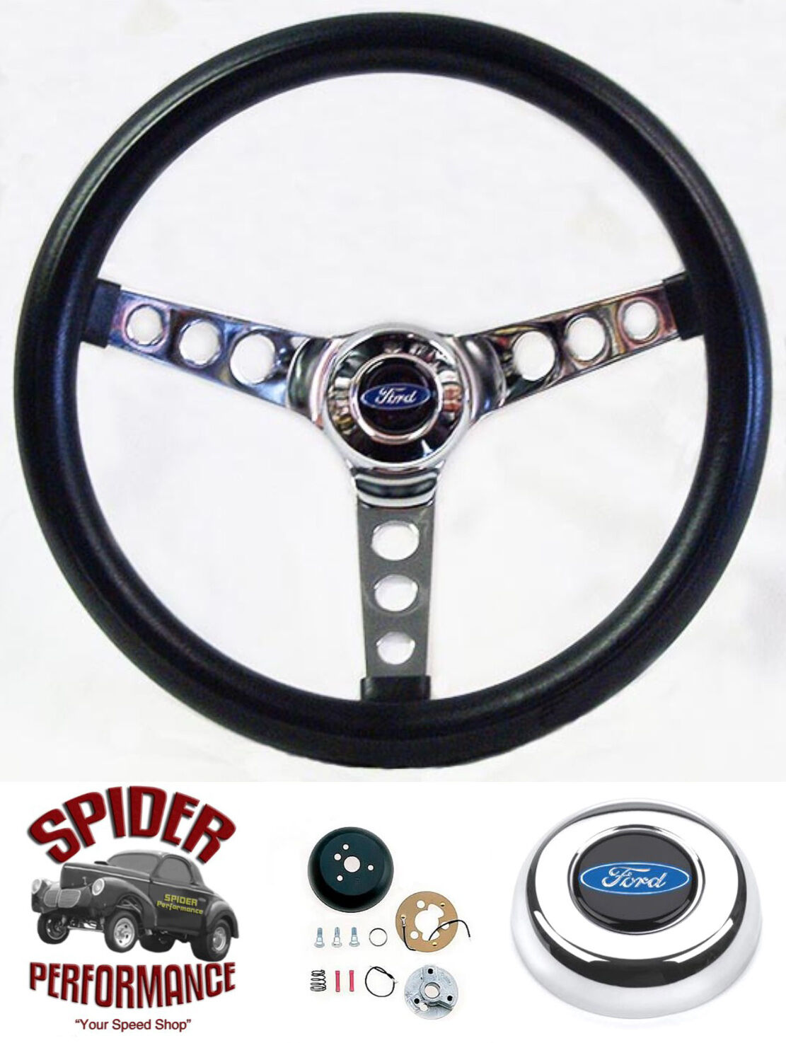 1965-1966 Ford F-100 steering wheel BLUE OVAL 13 1/2