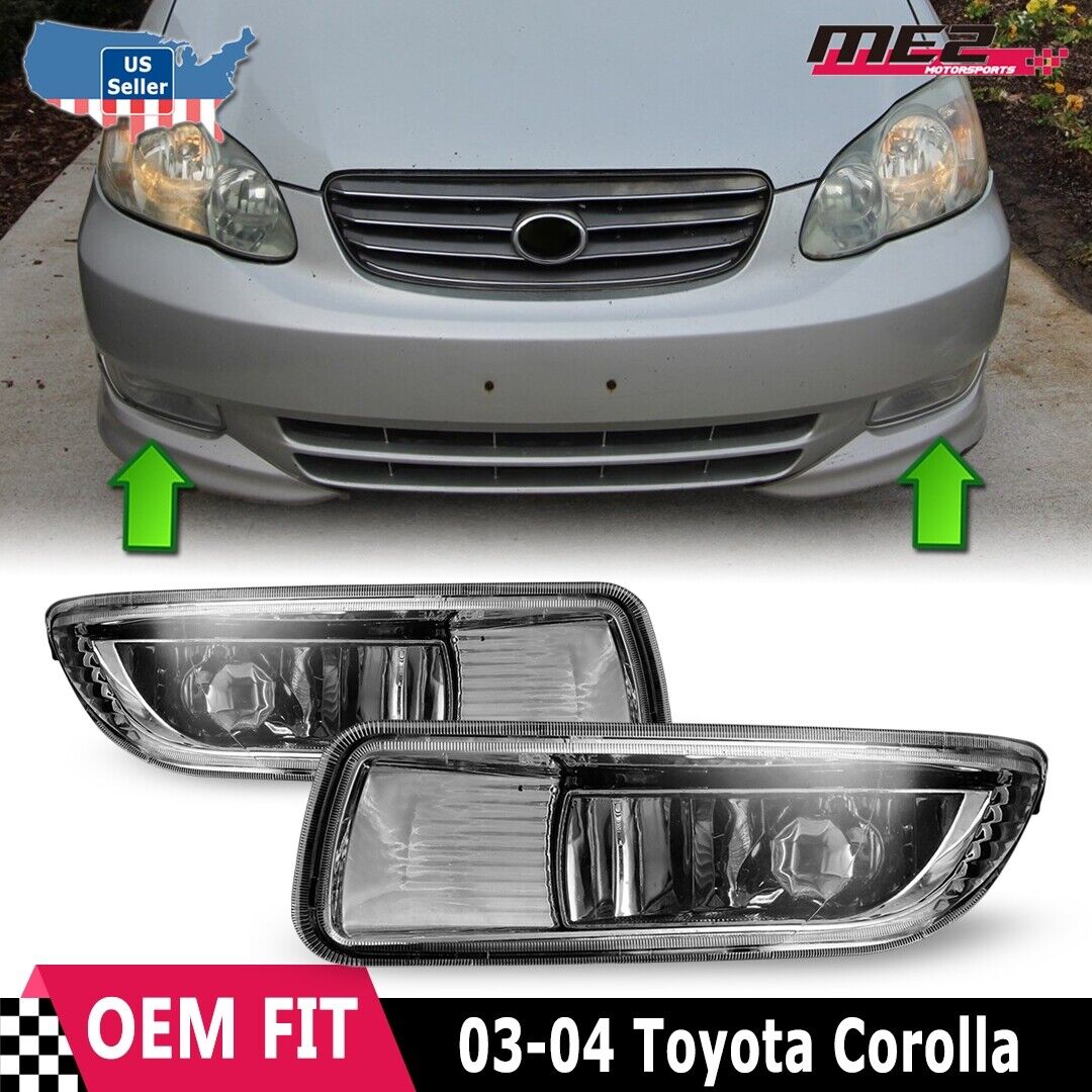 Pair Clear Bumper For Toyota Corolla 03-04 Driving Lamps 2003-2004 Fog Lights