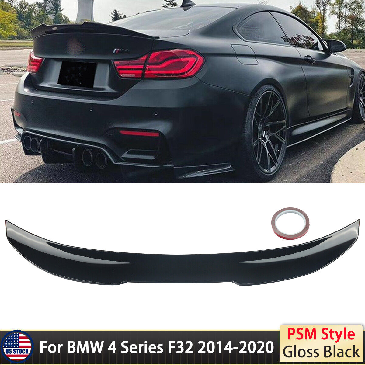 For BMW 4 Series F32 428i 430i 435i 440i PSM Style Gloss Black Rear Spoiler Wing