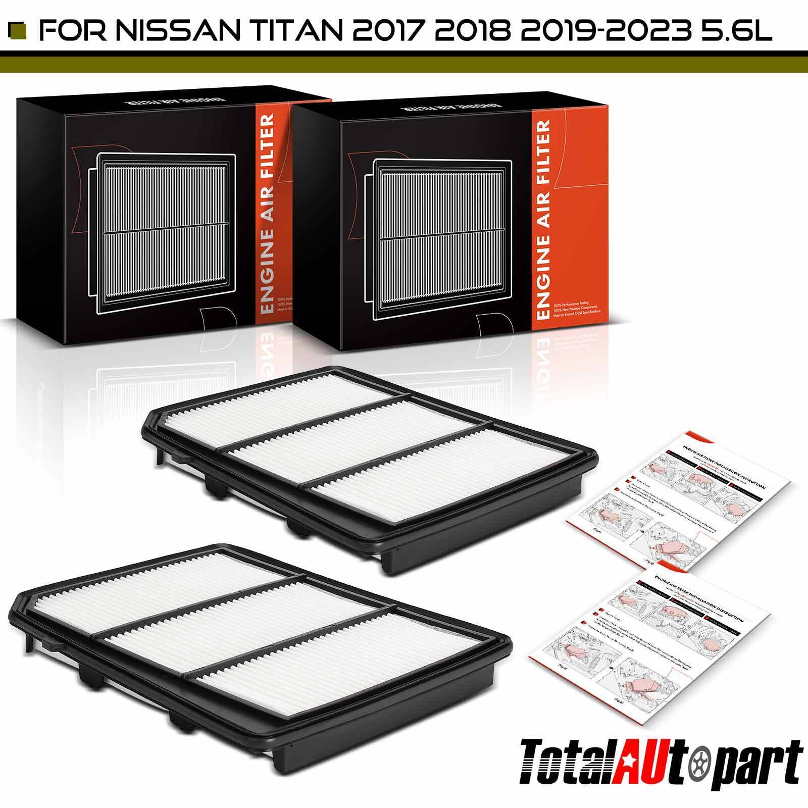2x Engine Air Filter for Nissan TITAN 2017 2018 2019-2023 V8 5.6L Rigid Panel