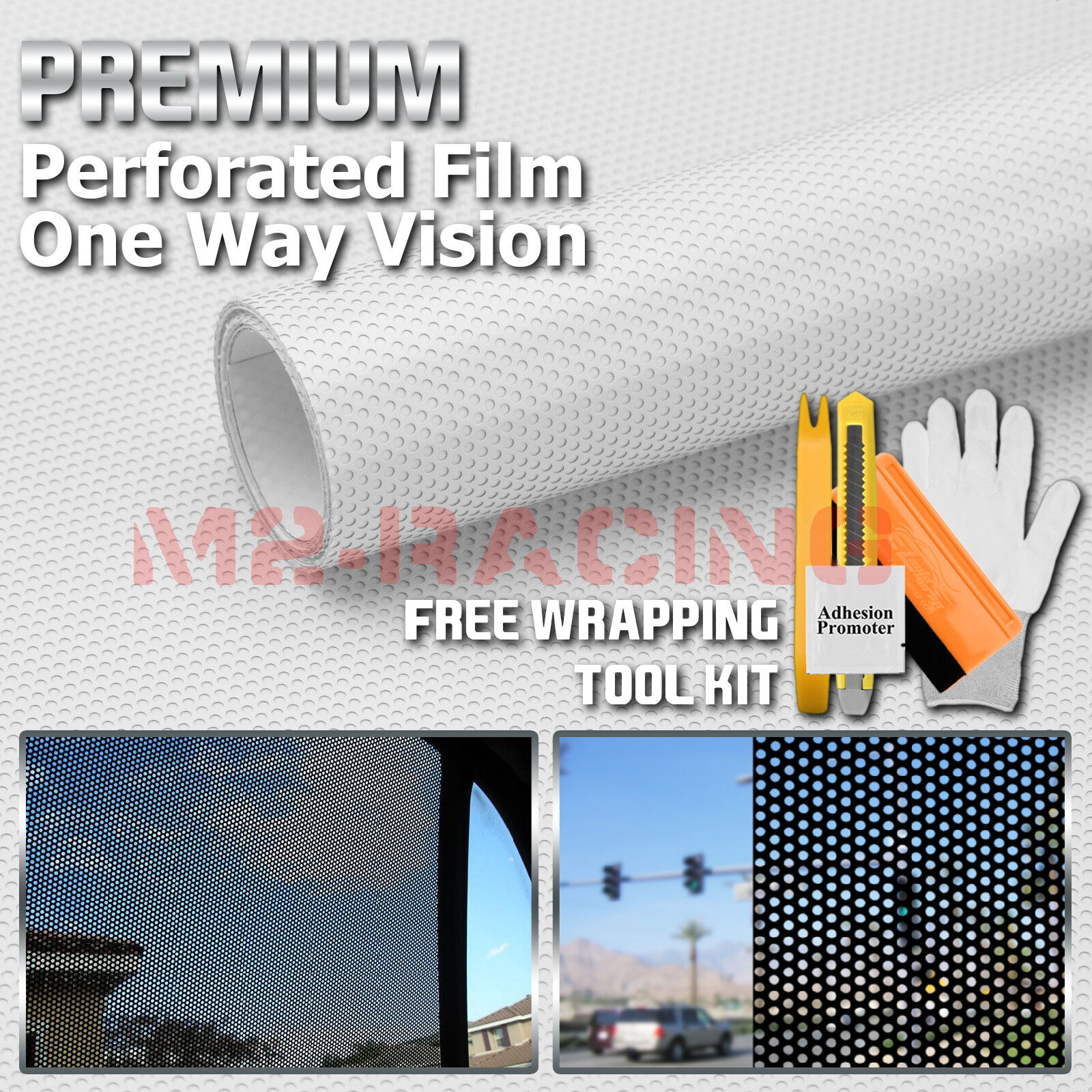 11 Sizes Perforated One Way Vision White Print Media Vinyl Privacy Window Film