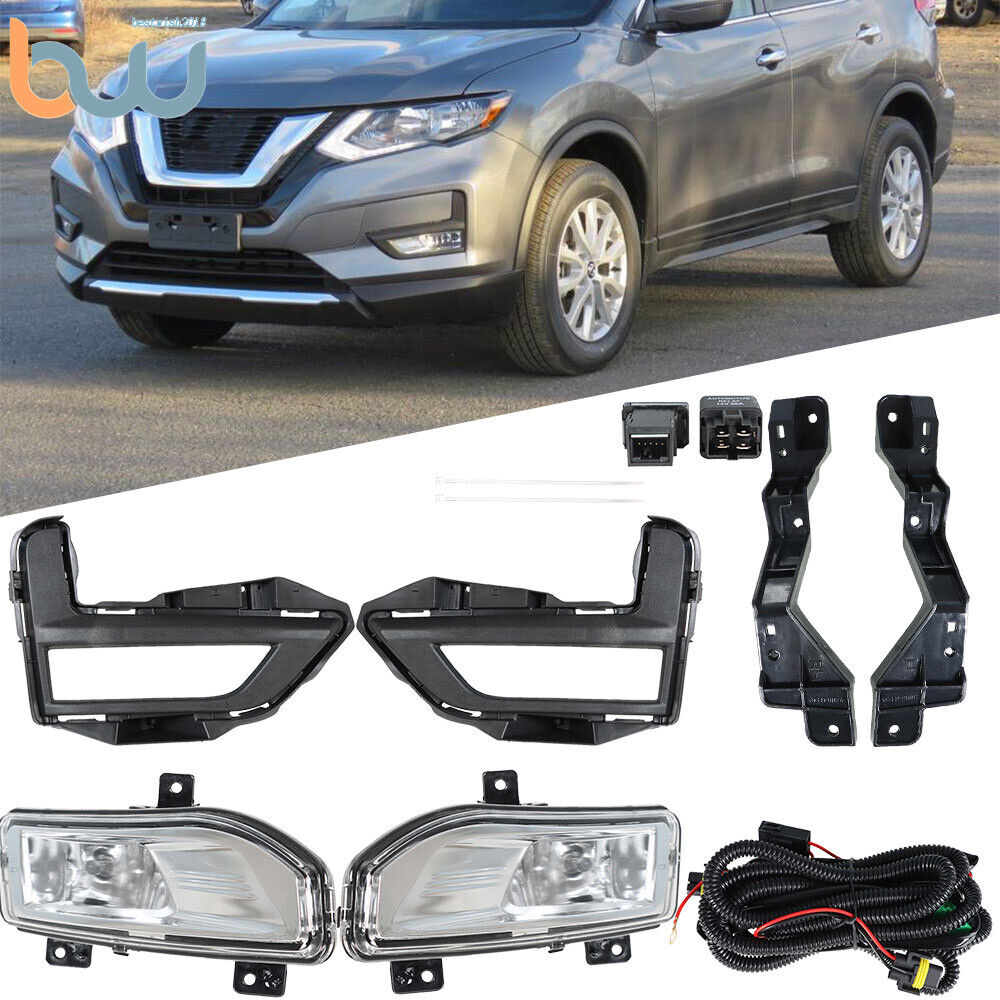 Driving Fog Lights Lamps w/Switch Bezel Sets For 2017-2020 Nissan Rogue S SV SL