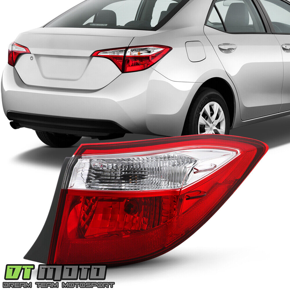 For 2014 2015 2016 Toyota Corolla Red Clear Tail Light Lamp Outer Passenger Side