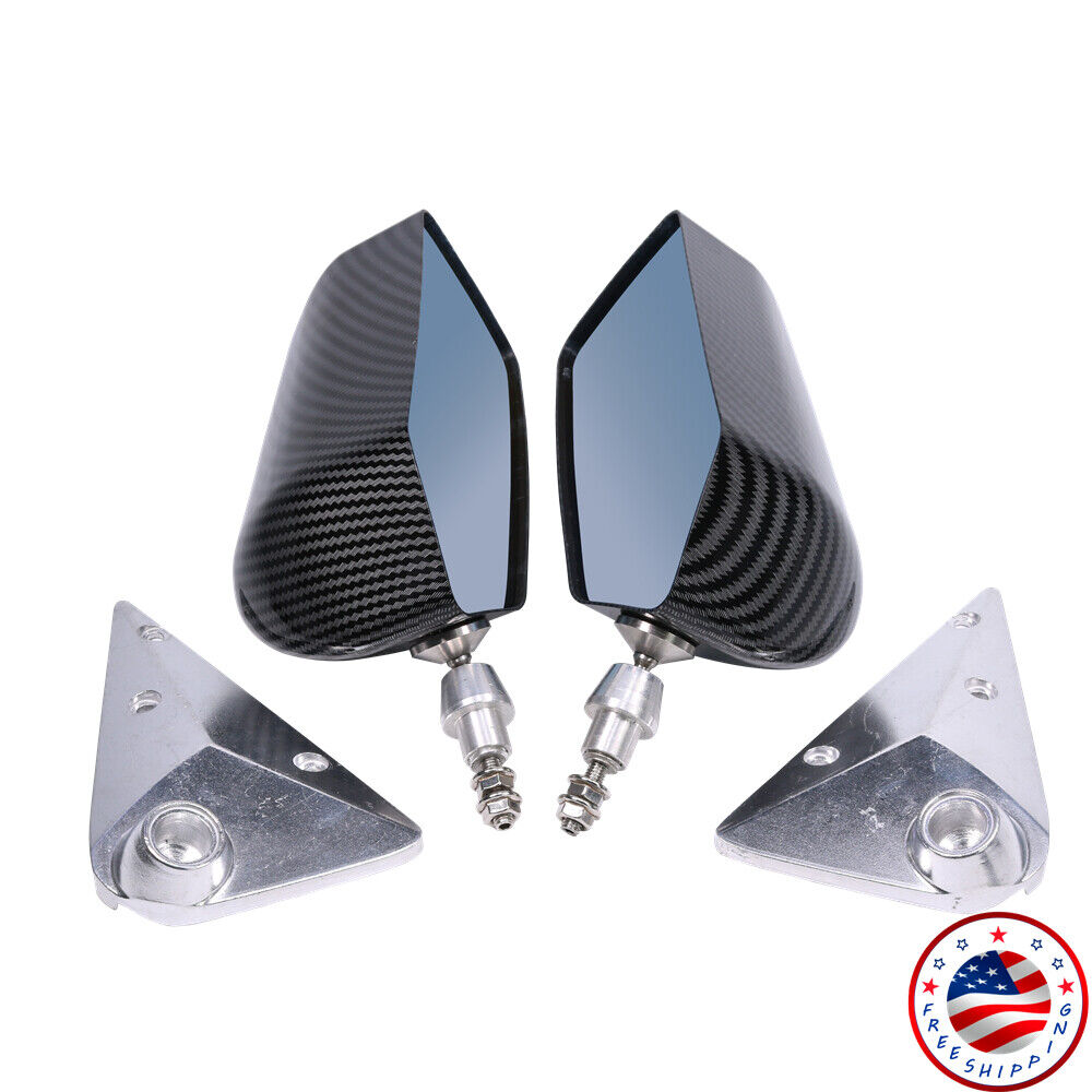 2x Fit Universal Racing Side Rearview Wing MirrorBlue F1 Style Carbon Fiber Car