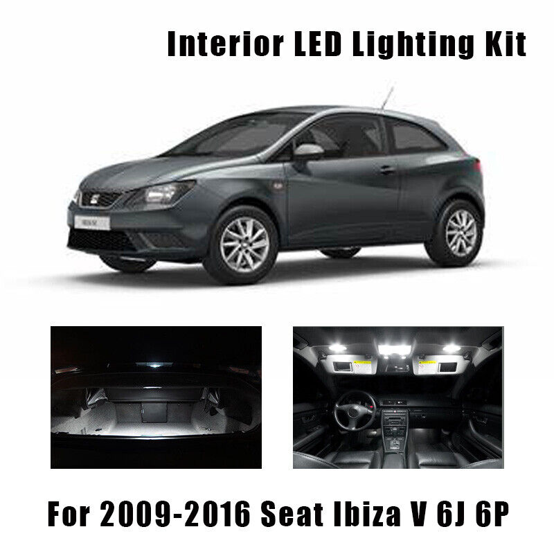 9pcs White Canbus LED Interior Lights Kit For 2009-2016 Seat Ibiza V MK5 6J 6P