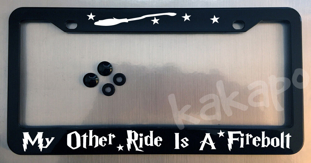 Harry Potter My Other Ride Is A Firebolt Glossy Black Plate Frame