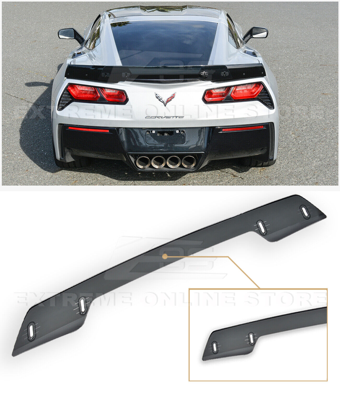 For 14-19 Corvette C7 | Z06 Stage 3 Style SMOKE TINTED Rear Wickerbill Spoiler