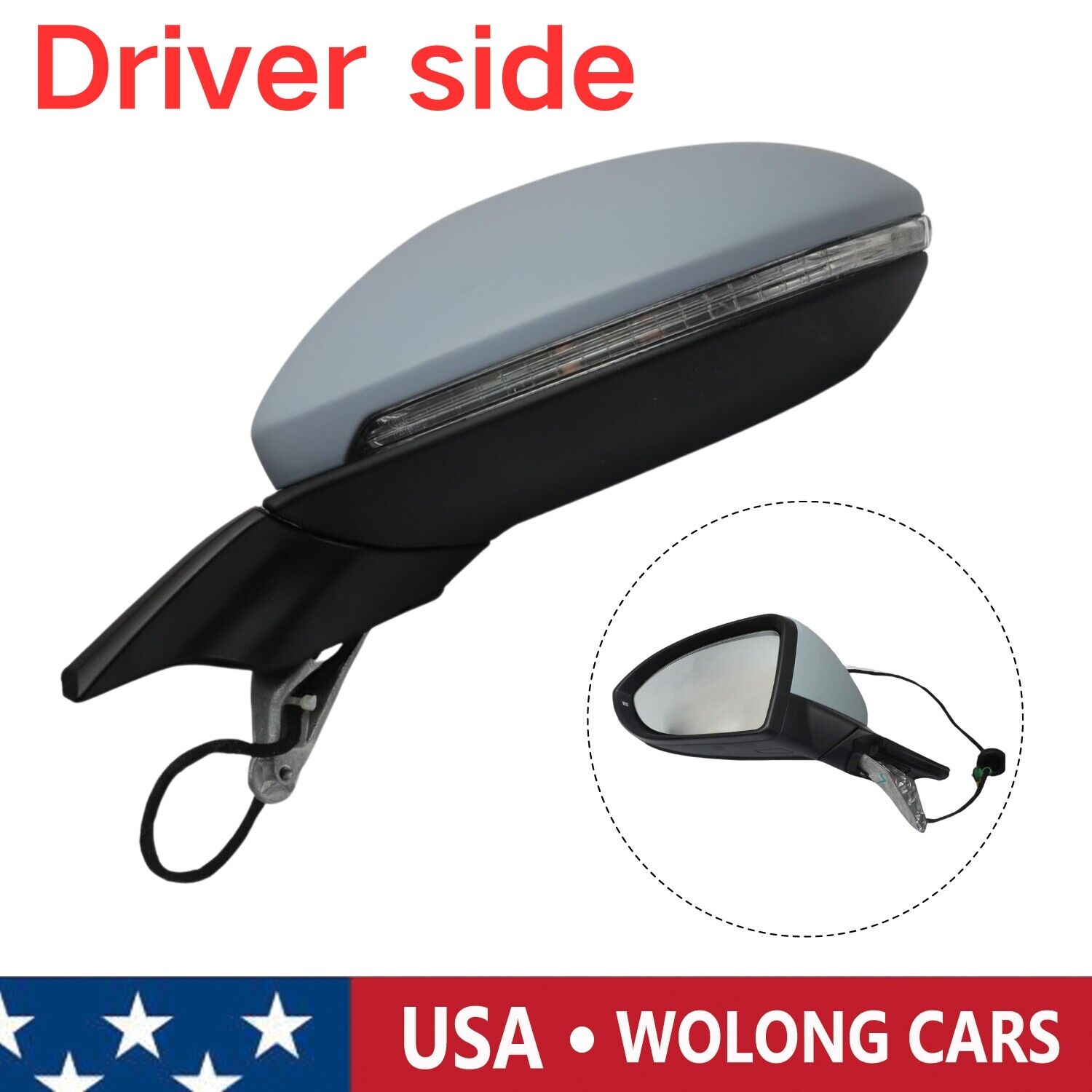 Side Mirror w/ Power Heated Signal Driver Side for Volkswagen GOLF GTI 2015-2021