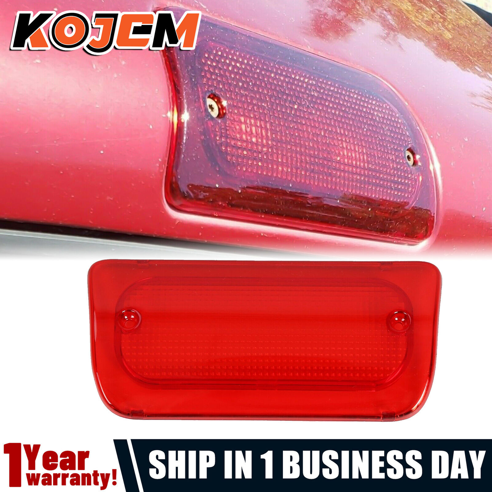 KOJEM High 3rd Brake Light Lens Red Fit 94-04 Chevy S10 GMC Sonoma Reg/ Crew Cab