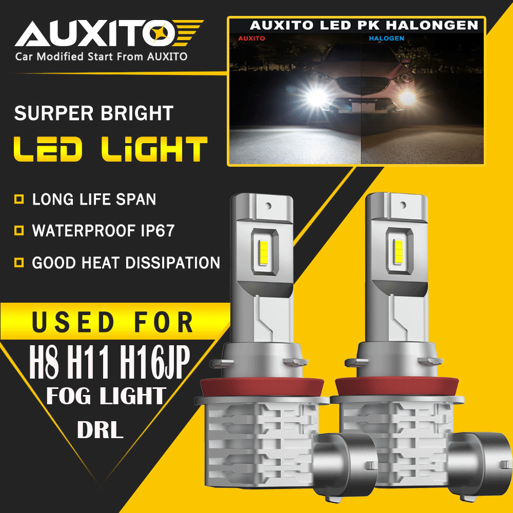 2X AUXITO H11 H16 H8 LED Fog Driving Light 6000K Super Bright Bulb White M4 EA
