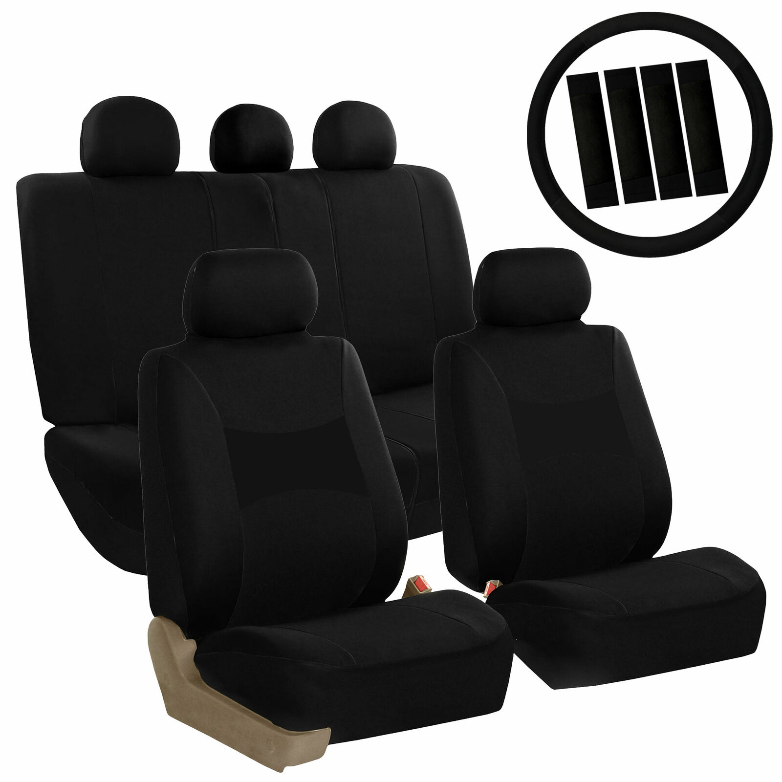 Light and Breezy Car Seat Covers Black Set for Auto - 14 Pc Set