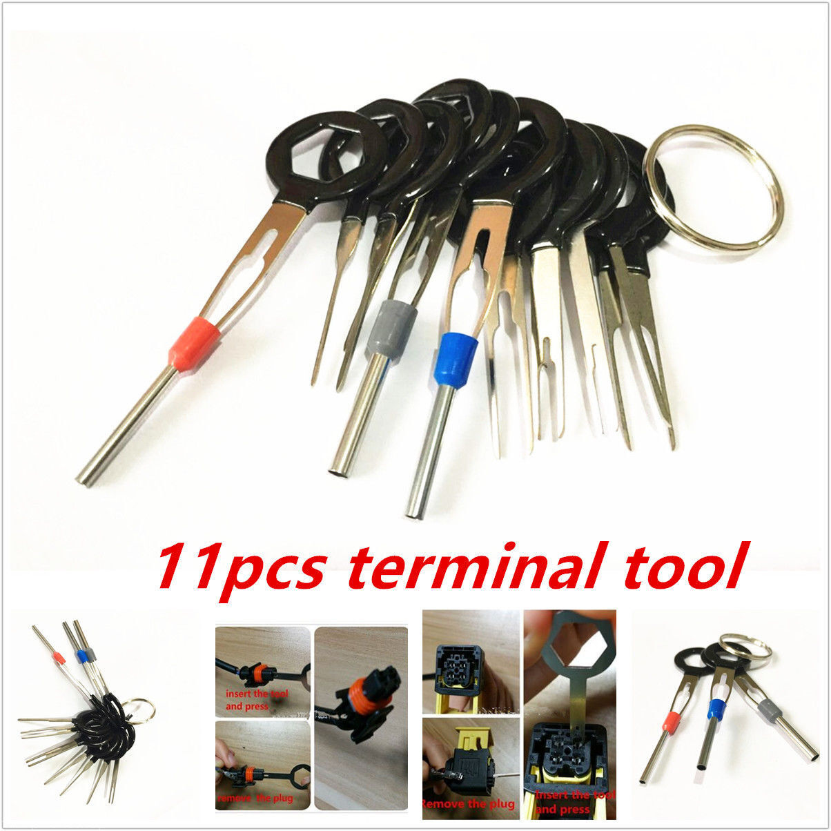 11PC Terminal Removal Car key Tool Wiring connector Pin Release Extractor Puller