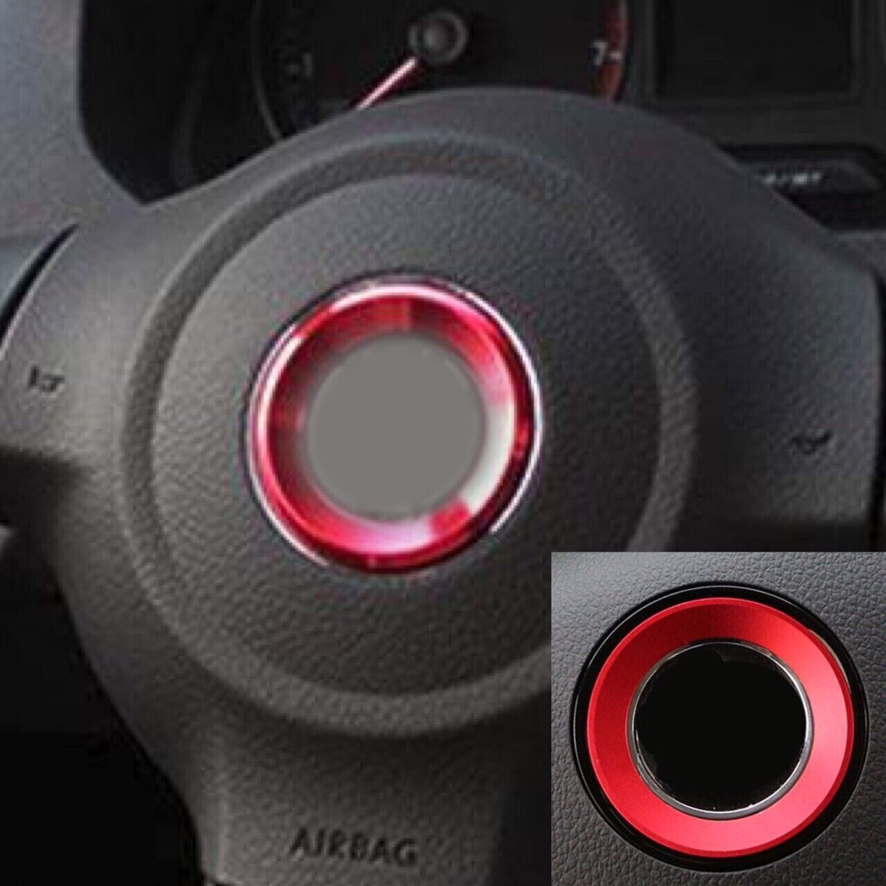 RED Aluminum Alloy Steering Wheel Emblem Ring Trim Fits Golf Jetta Passat Tiguan