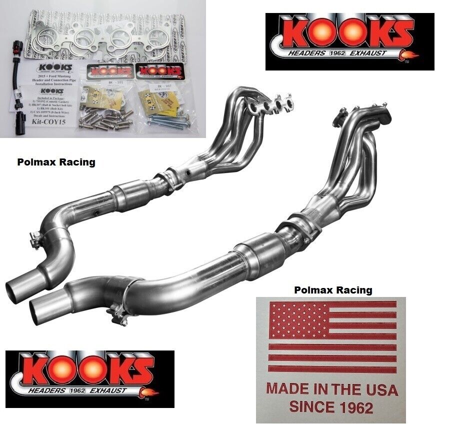 2'' x 3'' Kooks headers / green catted mid pipes 2015-2025 Mustang GT 5.0 Coyote