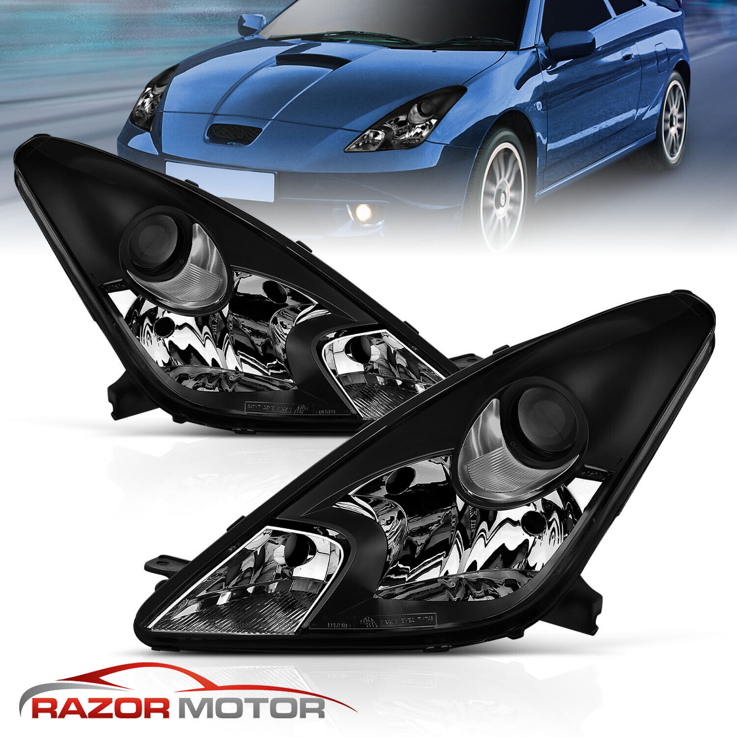 Fit 2000 2001 2002 2003 2004 2005 Toyota Celica GT/GTS Projector Headlight Pair