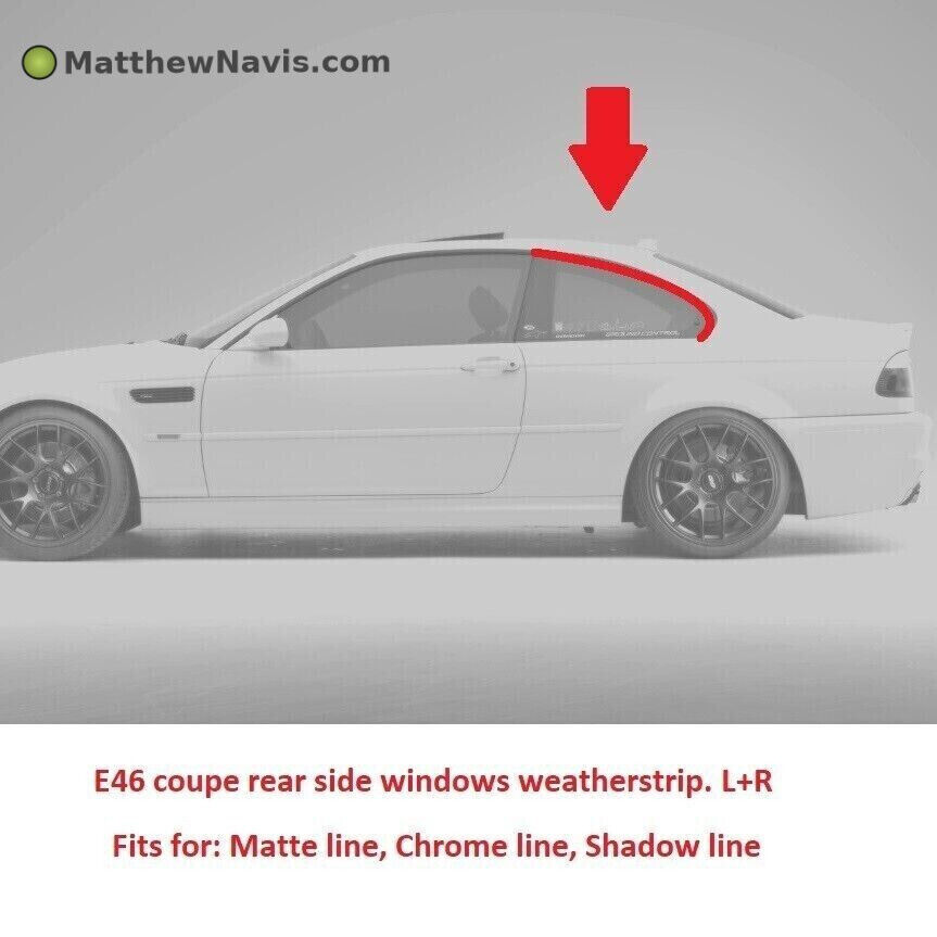BMW e46 M3 330Ci 328Ci coupe rear quarter window rubber seal weather stripping
