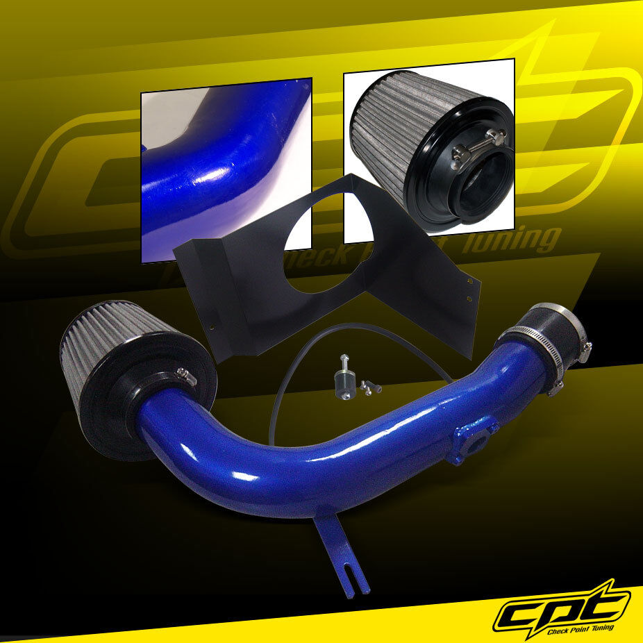 For 08-14 Impreza WRX/STI 2.5L 4cyl Blue Cold Air Intake + Stainless Air Filter
