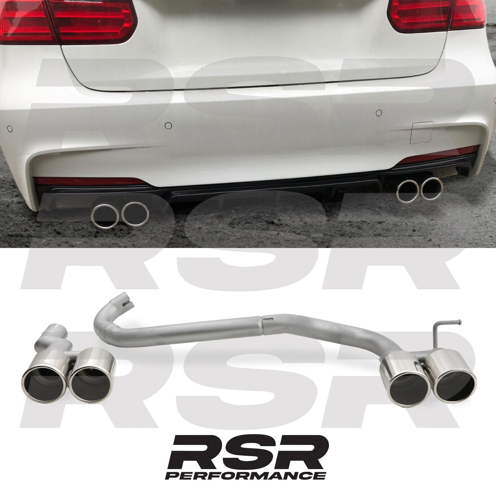 M3 STYLE QUAD TIP EXHAUST TAILPIPE CONVERSION KIT FOR BMW 3 SERIES F30 B48 12-19