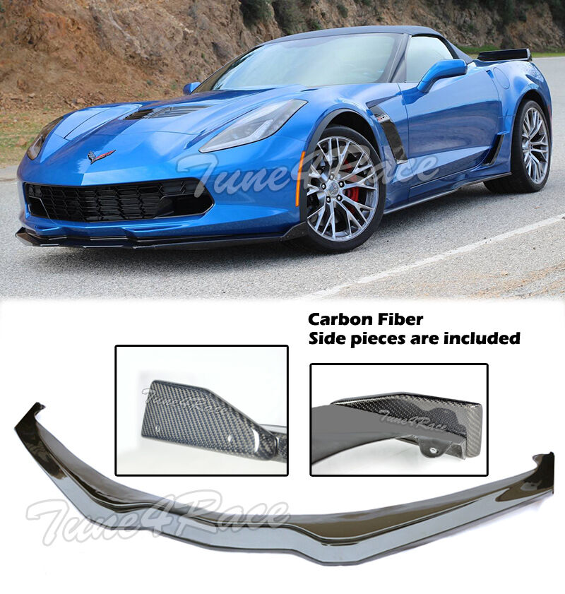 For 14-up corvette C7 Z06 Stage 2 Carbon Flash Painted Front Lip + side pieces