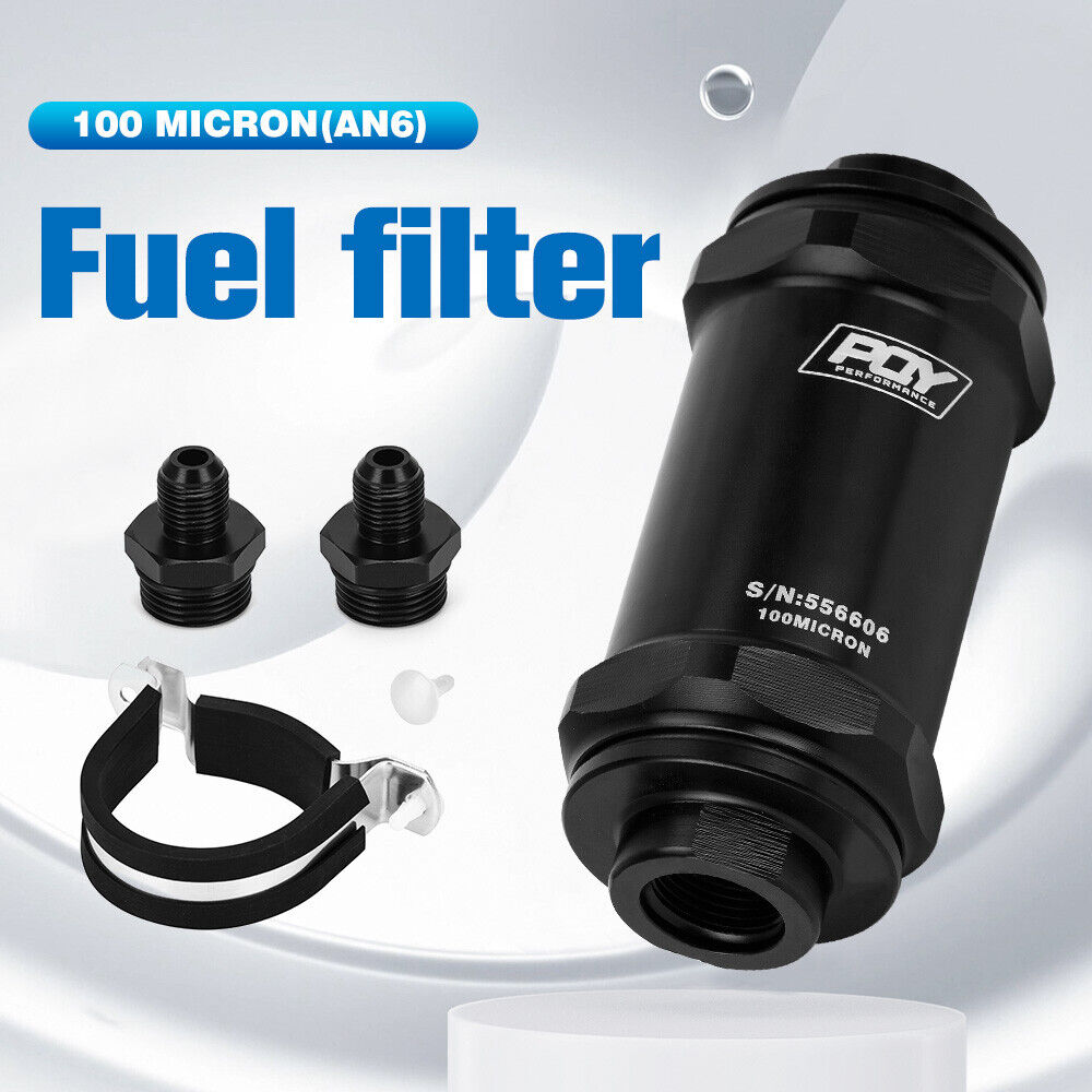 6-AN AN6 Inline Fuel Filter E85 Ethanol With 100 Micron Stainless steel element 