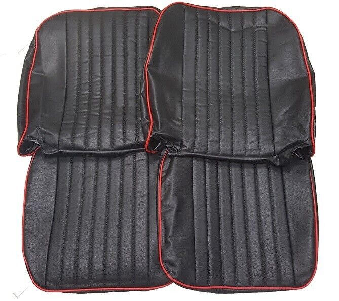 MGB Roadster and GT Pair of Seat Covers 1970 -1981 Leather look Black / Red