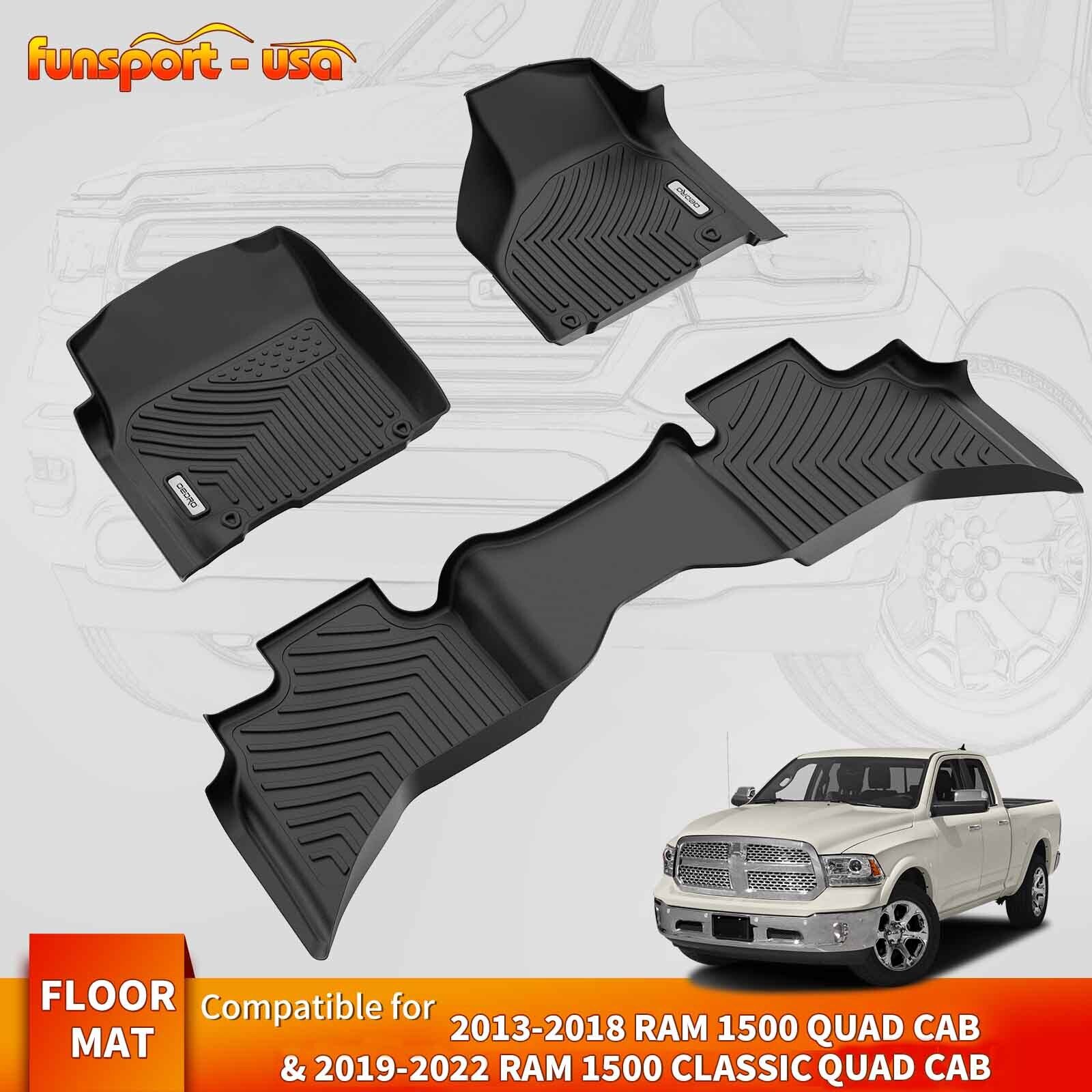Floor Mats Liners for 2013-2018 Dodge Ram 1500 & 19-22 Ram 1500 Classic Quad Cab