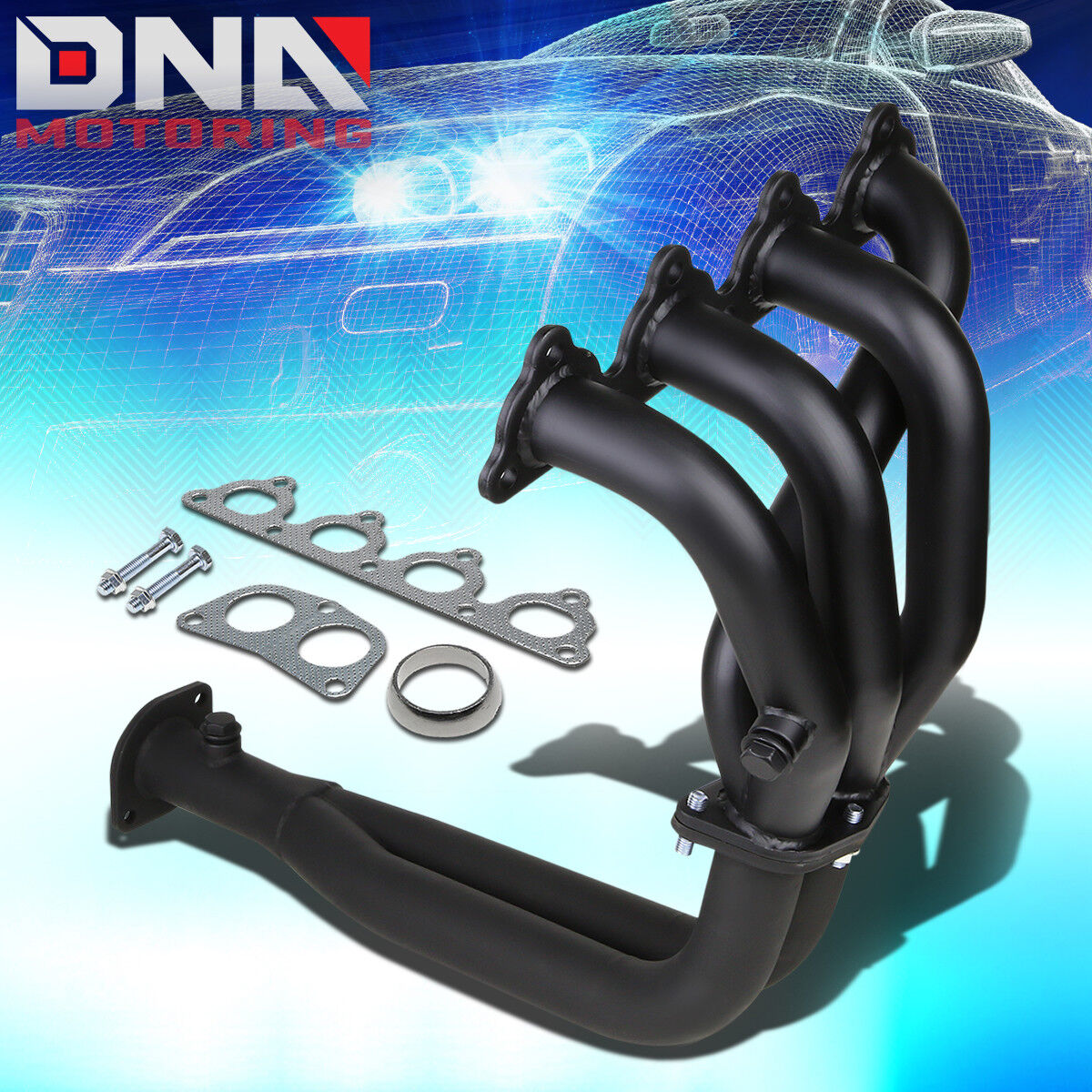 BLACK PAINT FINISHED HEADER FOR CIVIC/CRX/DEL SOL D-SERIES SOHC EXHAUST/MANIFOLD