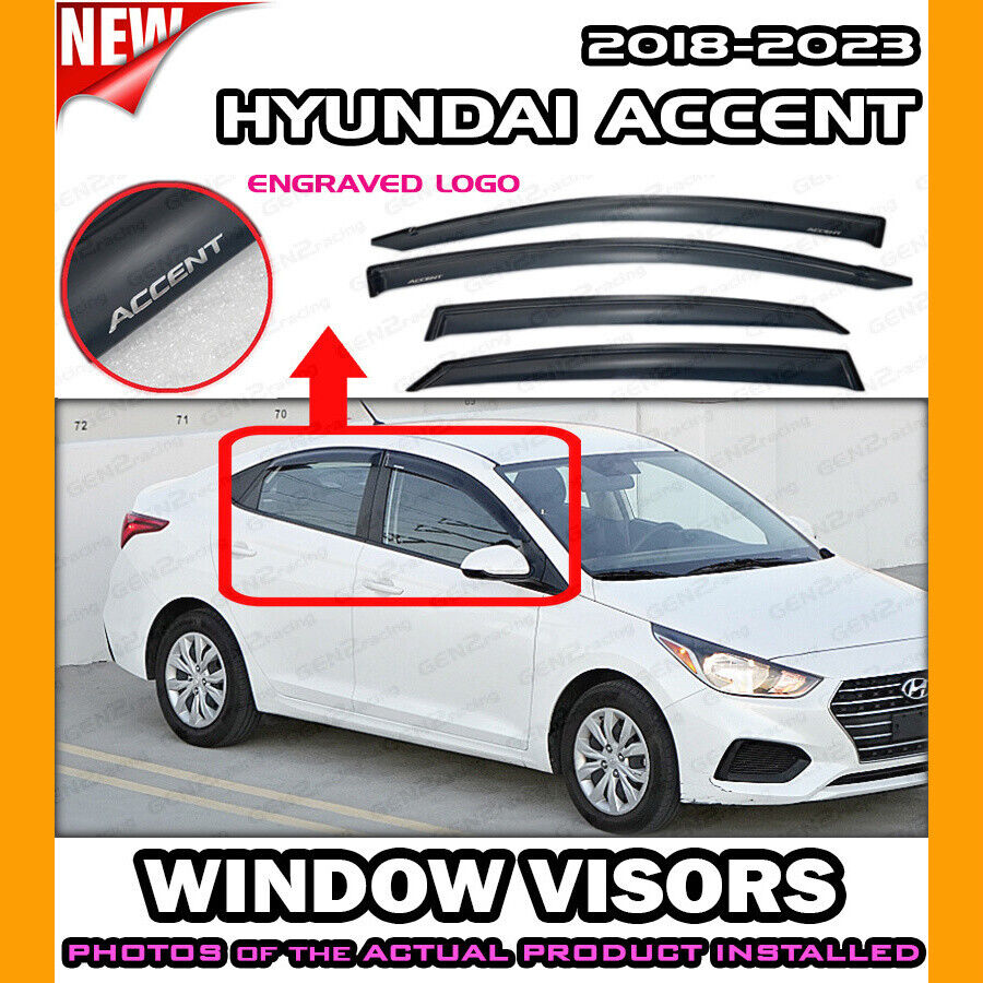 WINDOW VISORS for 2018 → 2023 Hyundai Accent / DEFLECTOR RAIN GUARD VENT SHADE